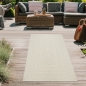 Preview: Teppich Outdoor Wohnzimmer strapazierfähig mit rechteckigem Linienmuster in Creme