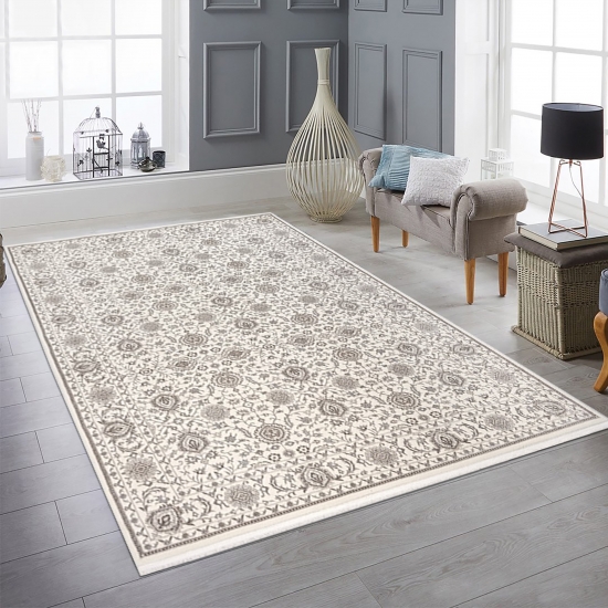 Designer Teppich mit Oriental Muster in Beige