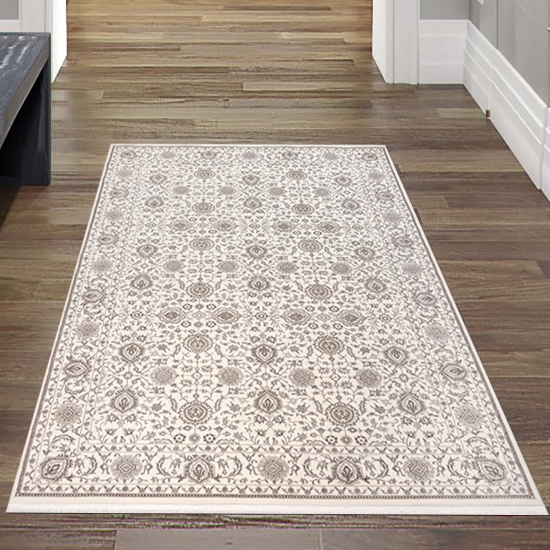 Designer Teppich mit Oriental Muster in Beige