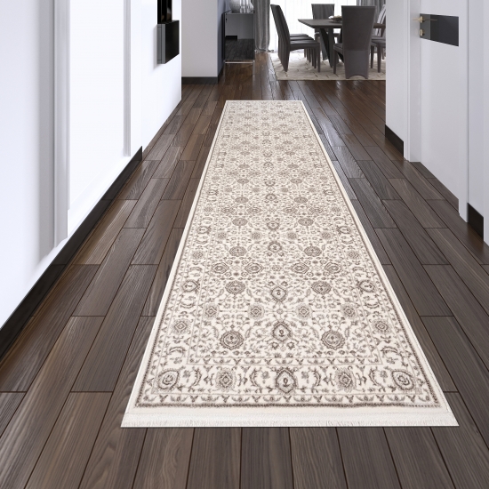 Designer Teppich mit Oriental Muster in Beige