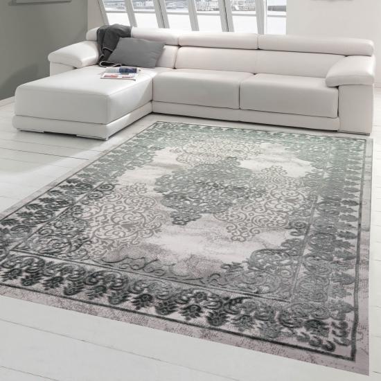 Teppich modern mit Ornamenten Orientteppich in grau