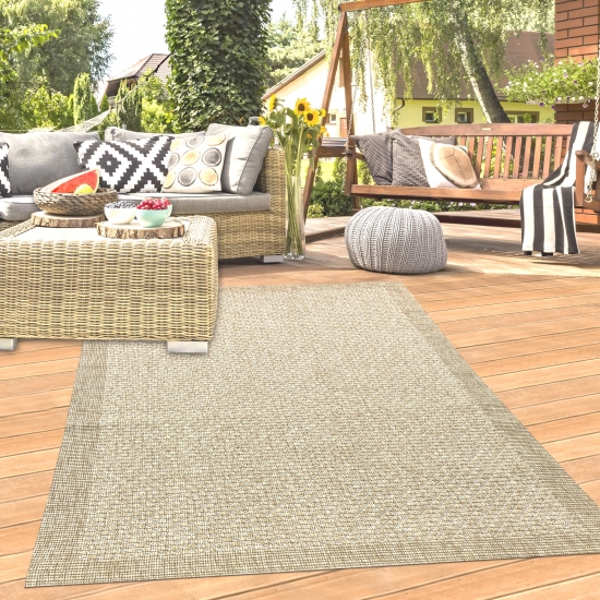 In- und Outdoorteppich Terrassenteppich leicht und langlebig uni in Beige