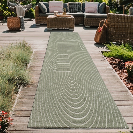 Preview: Moderner In- und Outdoor Teppich | Bogen Muster in grün Preview: Moderner In- und Outdoor Teppich | Bogen Muster in grün