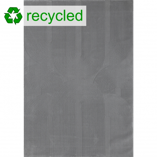 Recycle Teppich mit modernen ovalen Formen liniert in grau