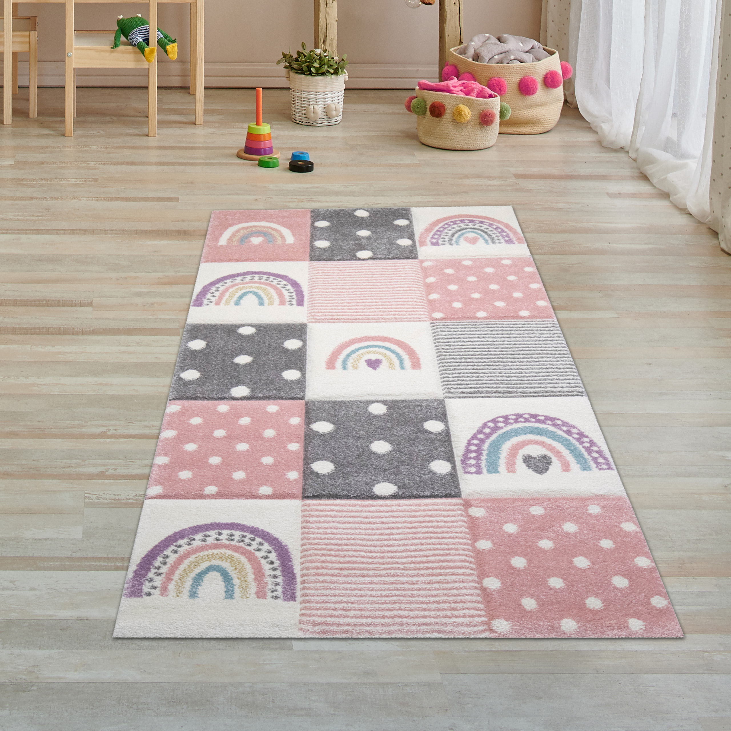  Alfombras redondas minimalistas de colores con arco iris para  fiestas infantiles, alfombra de guardería, alfombra escandinava para  habitación de niños, alfombra de meditación, alfombra de corredor lavable  para dormitorio y baño