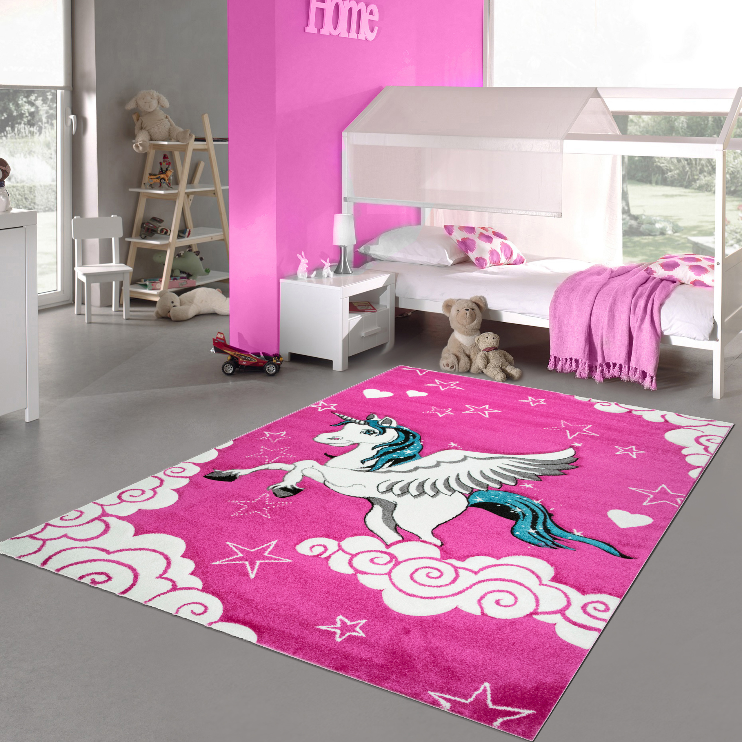 Pflegeleicht, mit geeignet für preiswert und Teppich-Traum | Kinderzimmer Einhorn: Allergiker Teppich
