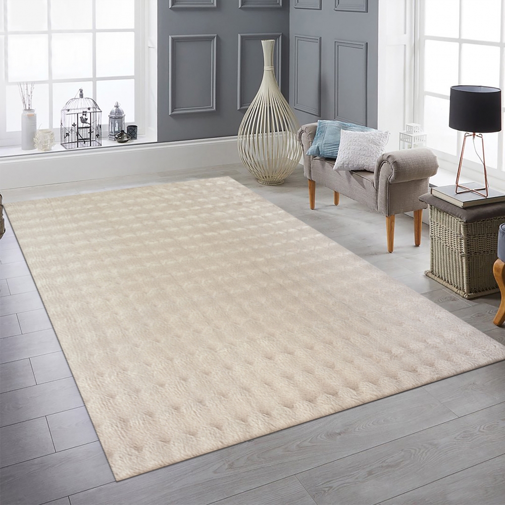 Wohnzimmer-teppich kuschelig weich antirutsch mit besonderer Bubbleform in Beige