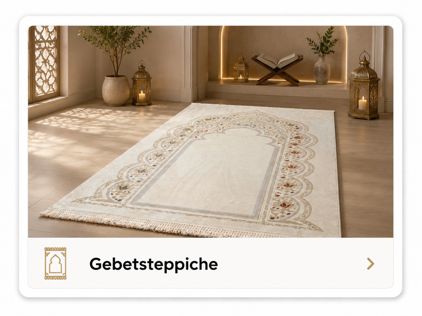 Gebetsteppiche Gebetsteppich in stilvoller Wohnumgebung