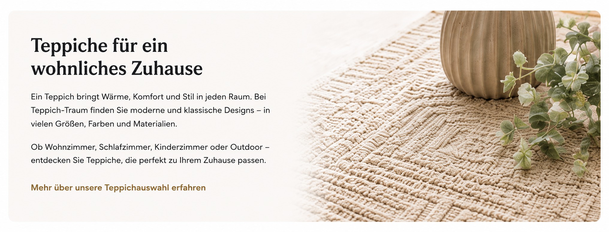 Teppiche für Wohnzimmer Schlafzimmer Kinderzimmer und Outdoor entdecken Cremefarbener Teppich mit strukturierter Oberfläche in einem wohnlichen Raum
