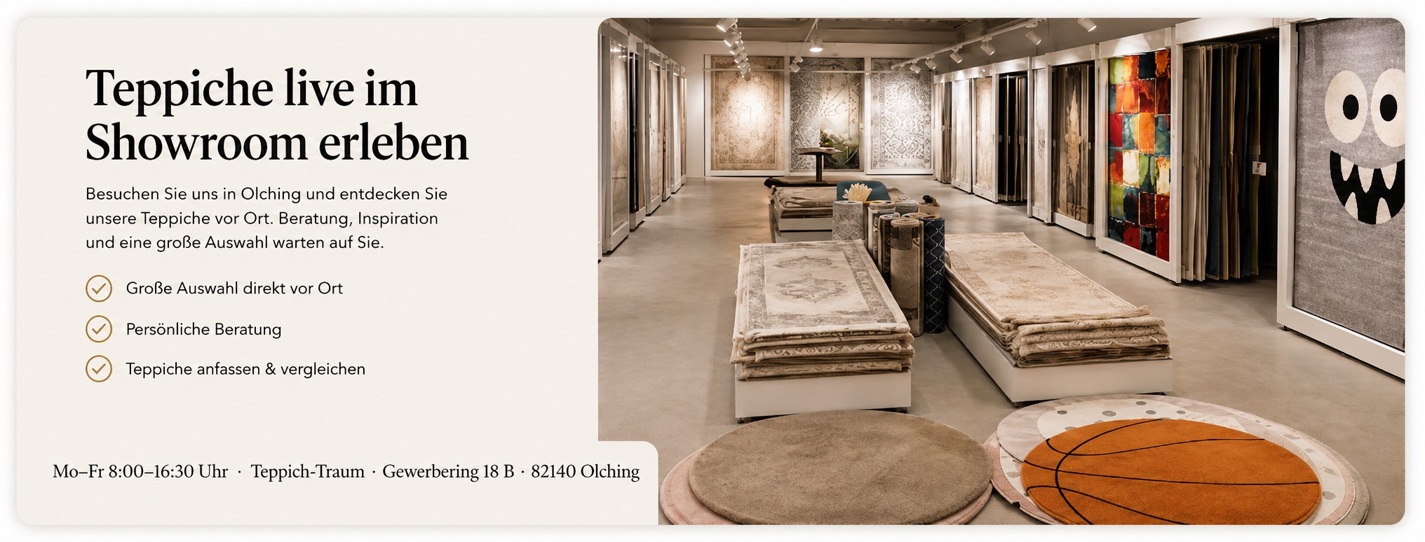 Teppiche live im Showroom in Olching erleben Teppich-Traum Showroom mit großer Teppichauswahl in Olching